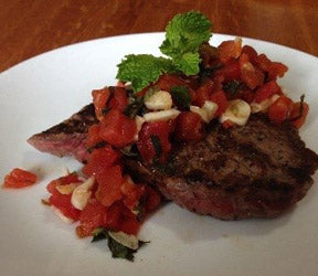 Steak with Tomato and Mint Salsa